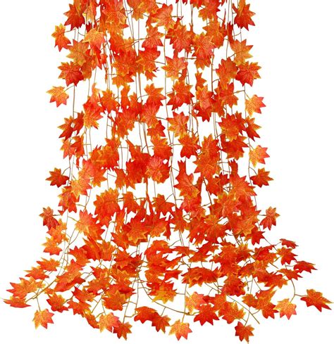 Cqure 12 Pack Autumn Fall Leaf Garland Hanging Fall Vines Maple