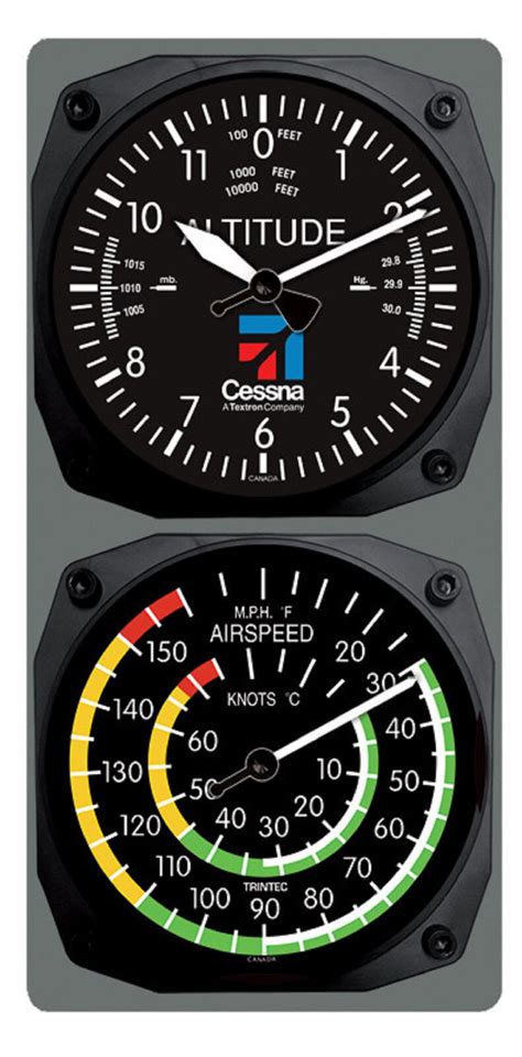 Trintec Cessna Altimeter Clock Airspeed Indicator Thermometer Console