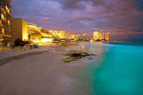 Cancun Forum Beach Sunset In Mexico Stock Photo Image Of Dramatic