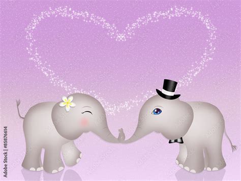 Funny Elephants In Love Ilustración De Stock Adobe Stock