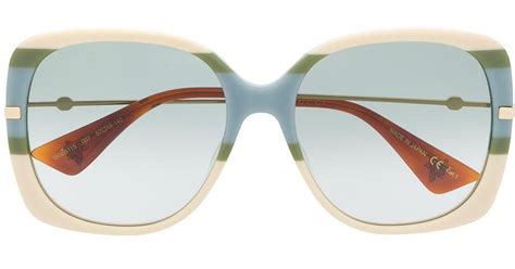 Gucci Bee Detail Square Frame Sunglasses Lyst