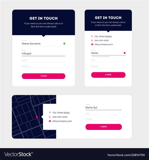 Modern Contact Forms Material Design Royalty Free Vector