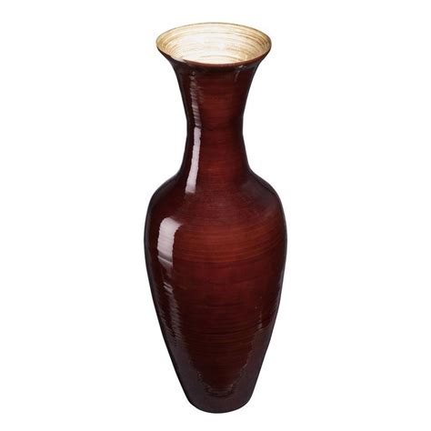 Villacera 28 In Decorative Handcrafted Classic Bamboo Urn Floor Vase In Brown Hwd020172 The