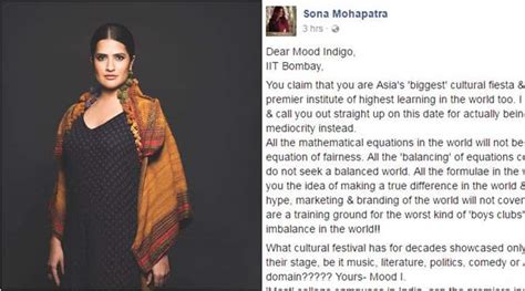 Sona Mohapatra Slams Iit Bombay For Asking Her To ‘get A Man So She Can Perform Trending News