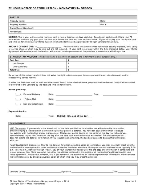 Oregon Eviction Notice Form Fill Online Printable Fillable Blank