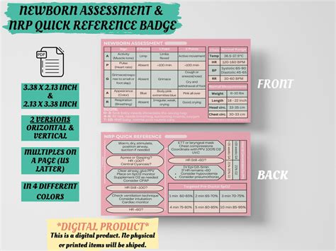 Newborn Assessment And Nrp Quick Reference Badge Buddy Card Etsy