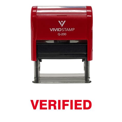 Vivid Stamp Verified Self Inking Rubber Stamp Red Ink Medium