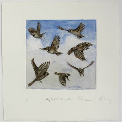 Sparrows In Flight Fine Art Drypoint Etching With Etsy