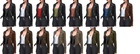 Biker Leather Jacket Tank Top At Darte77 The Sims 4 Catalog