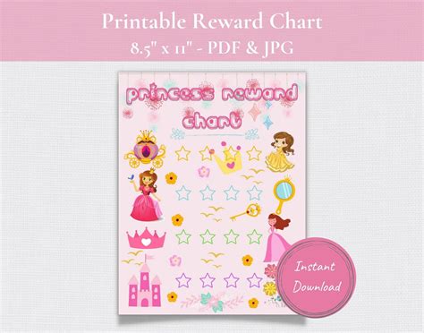 Reward Chart Printable Chore Chart For Kids Princess Chart Etsy