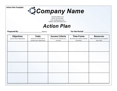 Free S Action Plan Template Word Free Tutorial Pics