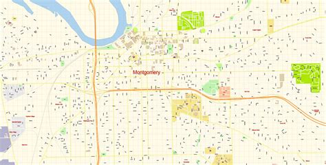 Montgomery Pdf Map Vector Alabama Exact City Plan Detailed Street Map