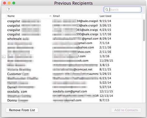 Remove all those unnecessary tags and values? See Previous Recipients of Email in Mail for Mac OS X