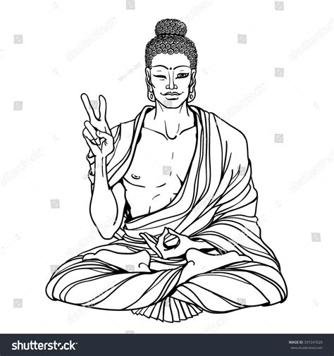 Modern Sexy Buddha Showing Peace Sign Stock Vector ...