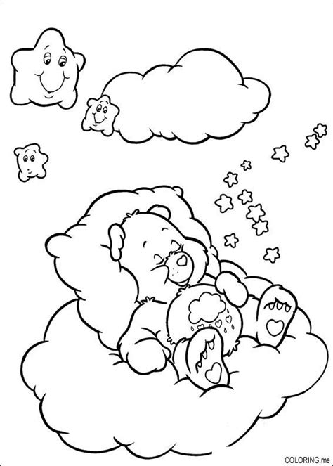 Download and print these sleeping bear coloring pages for free. Coloring page : Care bears sleeping on a cloud - Coloring.me