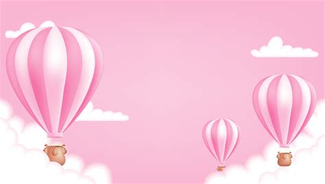 A Hot Air Balloon On The Pink Background Cute Pastel Children