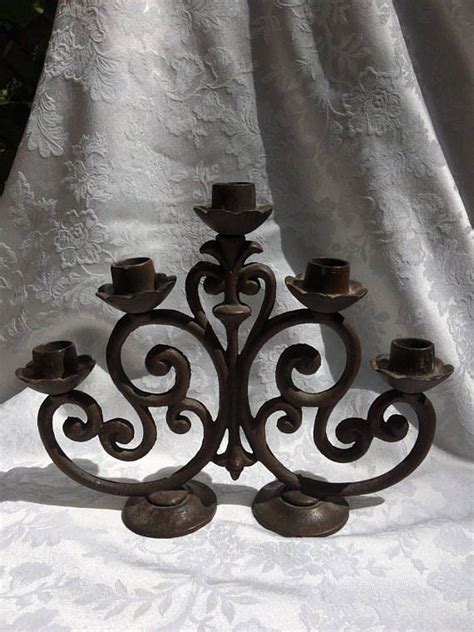 Cast Iron Candle Holder 5 Candle Candelabra Etsy In 2020 Cast Iron
