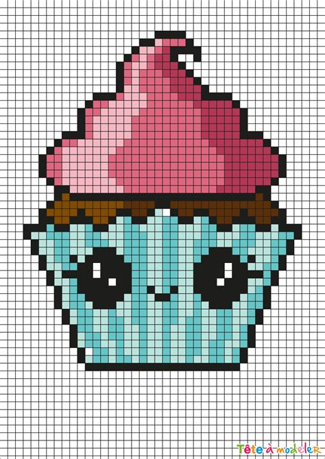 Vous allez pouvoir utiliser ce modèle de pixel art afin de l'imprimer gratuitement. Pixel Art Cupcake par Tête à modeler