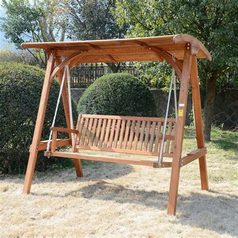 After assembling the frame of the porch swing, you should build the armrests and install them into place. Outsunny Deluxe 3-Seat Hardwood A-Frame Patio Swing | Aosom.ca