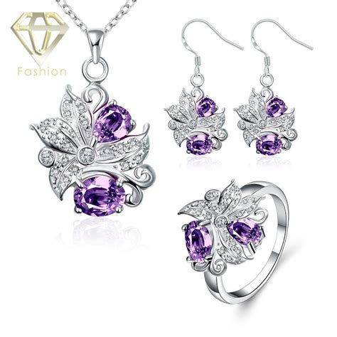 Expensive Jewelry Sets 4 Color Styles Trendy Silver Plated Flower