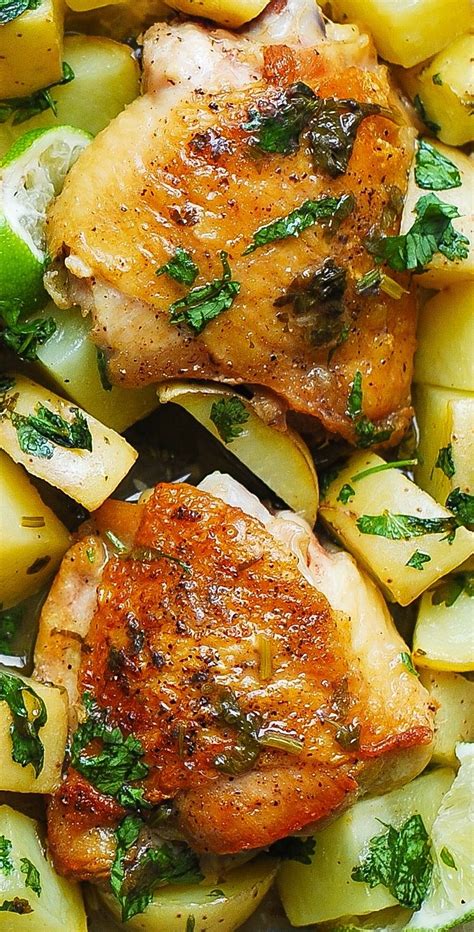 Heat a pan over medium heat and add 2 tsp of oil. Cilantro-Lime Chicken Thighs and Potatoes. Easy weeknight ...