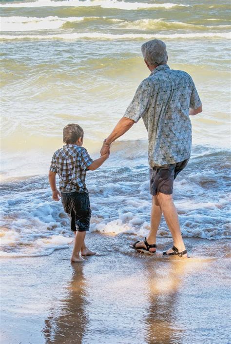 Grandpa Nd Grandson At The Beach Stock Image Image Of Beautiful