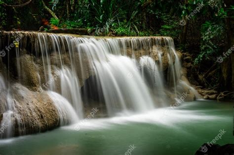 Premium Photo Huai Mae Khamin Waterfall At Deep Tropical Rainforest