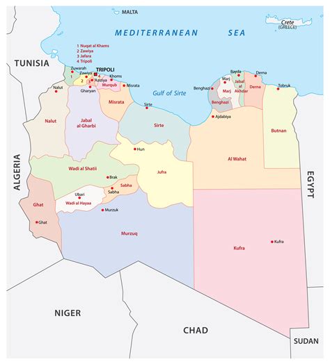 Bản đồ hành chính đất nước Libya Libya Map phóng to năm TH Điện Biên Đông
