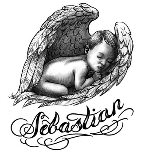 Angel Sleeping In Wings Tattoo Design Memorialtattoosforbaby
