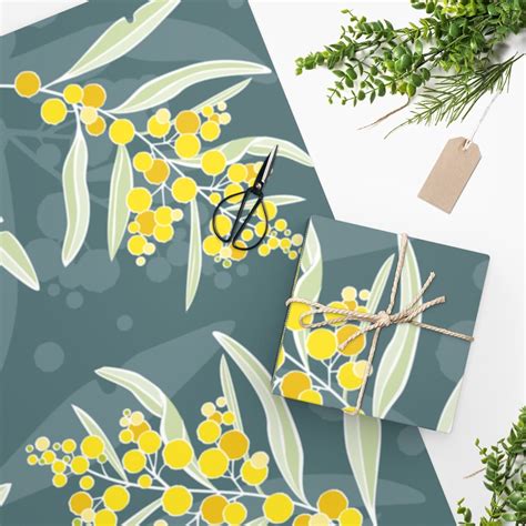 Australian Wildflower Wrapping Paper Golden Wattle T Wrap Etsy