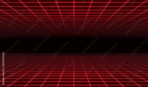 Abstract Retro Futuristic Red Laser Grid Background Vector