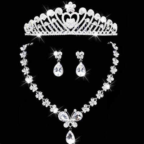 Bridal Jewelry Tiara Necklace And Earring Set Crown Tiara Rhinestone