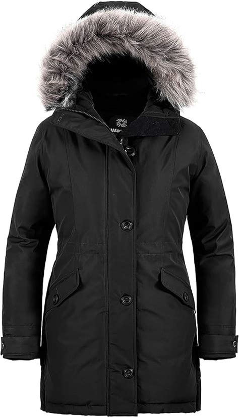 Wantdo Womens Waterproof Warm Long Puffer Jacket Winter Coat With Fur