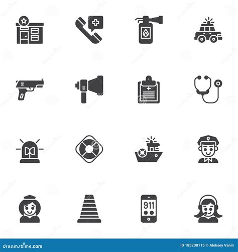 Emergency Rescue Vector Icons Set Stock Vector Illustration Of Assist