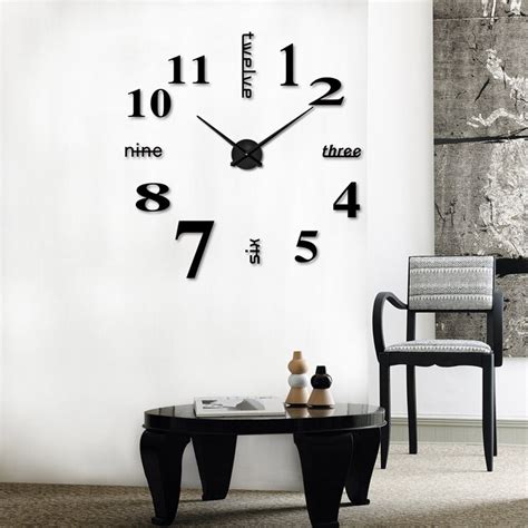 Acrylic Modern Diy Wall Clock 3d Mirror Surface Sticker Home Office