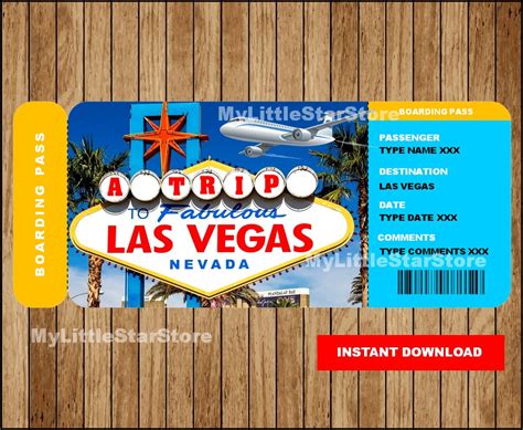 Las Vegas Surprise Printable Ticket Surprise Boarding Pass Las Vegas Gift Ticket Ticket To