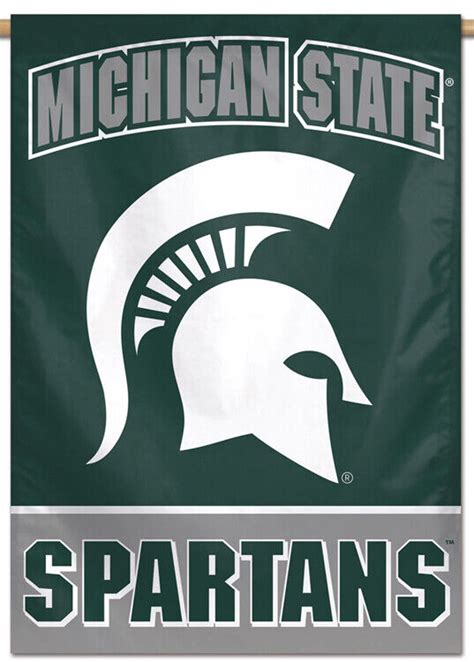 Michigan State Spartans Official Ncaa Team Logo 28x40 Banner Flag Ebay