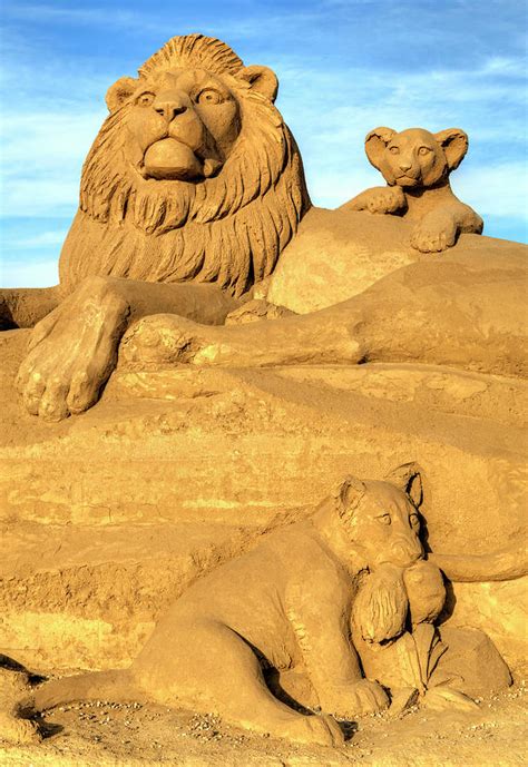 sand sculpture with lions sculpture by mihail sidov fine art america
