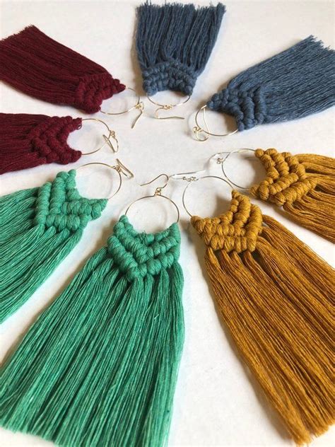 14k goldfilled Macrame earrings / hand made macrame ...