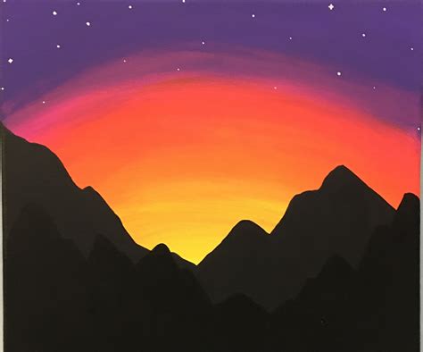 Easy pictures to draw on canvas. Paint a Mountain Sunset (for Beginners) : 10 Steps (with ...