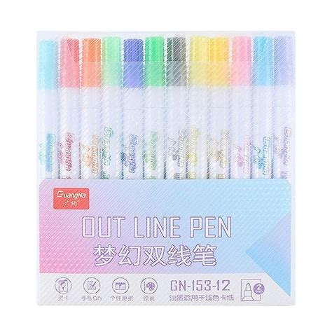 Buy Double Line Outline Pens 12 Color Self Outline Markers Metallic