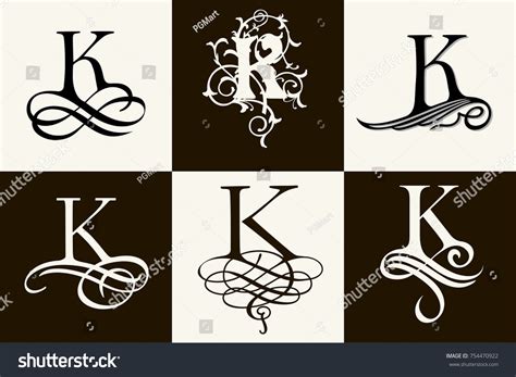 Vintage Set Capital Letter Monograms Logos Stock Vector Royalty Free