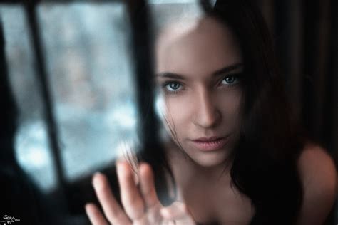 Wallpaper Face Women Model Blue Eyes Brunette Reflection Georgy Chernyadyev Emotion
