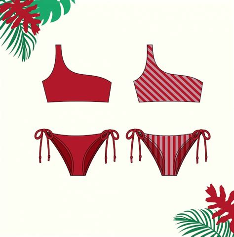 premium vector illustration of women s bikini red bikini swimsuit for summer fashion flat