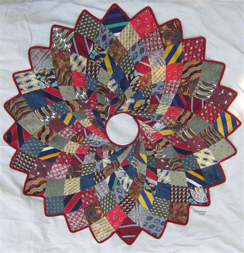 The latter are again stitched together starting from the shortest. Tree skirt made from 24 thrift store neckties. | Diy ...