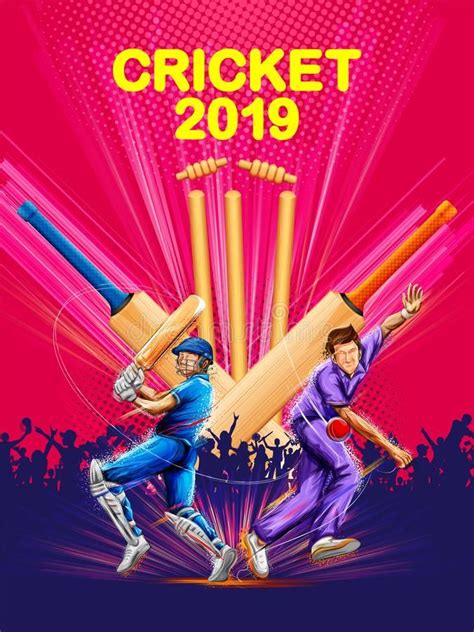 Batsman And Bowler Playing Cricket Championship Sports 2019 Royalty
