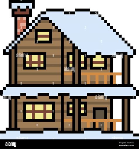 Vector Pixel Art Wood House Winter Isolated Stock Vector Image Art Alamy