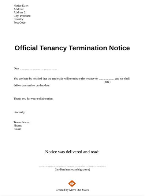 If you've decided the rental agreement should be terminated early, either as a landlord or tenant, then your next step is sending an official letter. PDF End of Tenancy Letter Template | Tenancy Blog
