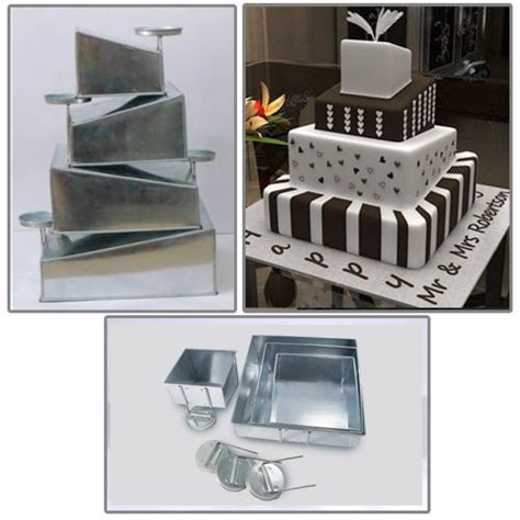 Buy Euro Tins Multi Layer Cake Pans Topsy Turvy Square 4 Tier Wedding