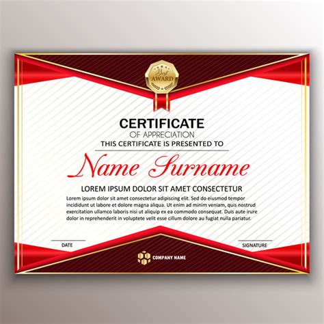 Red Styles Certificate Template Vector 05 Free Download